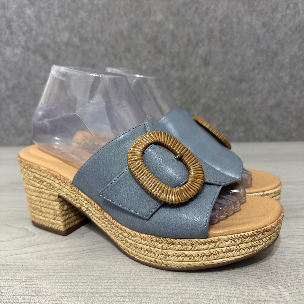 Born B.O.C. Maribel Blue‎ Faux Leather Espadrille Wedge Women's Sz 9 Boc Sandals